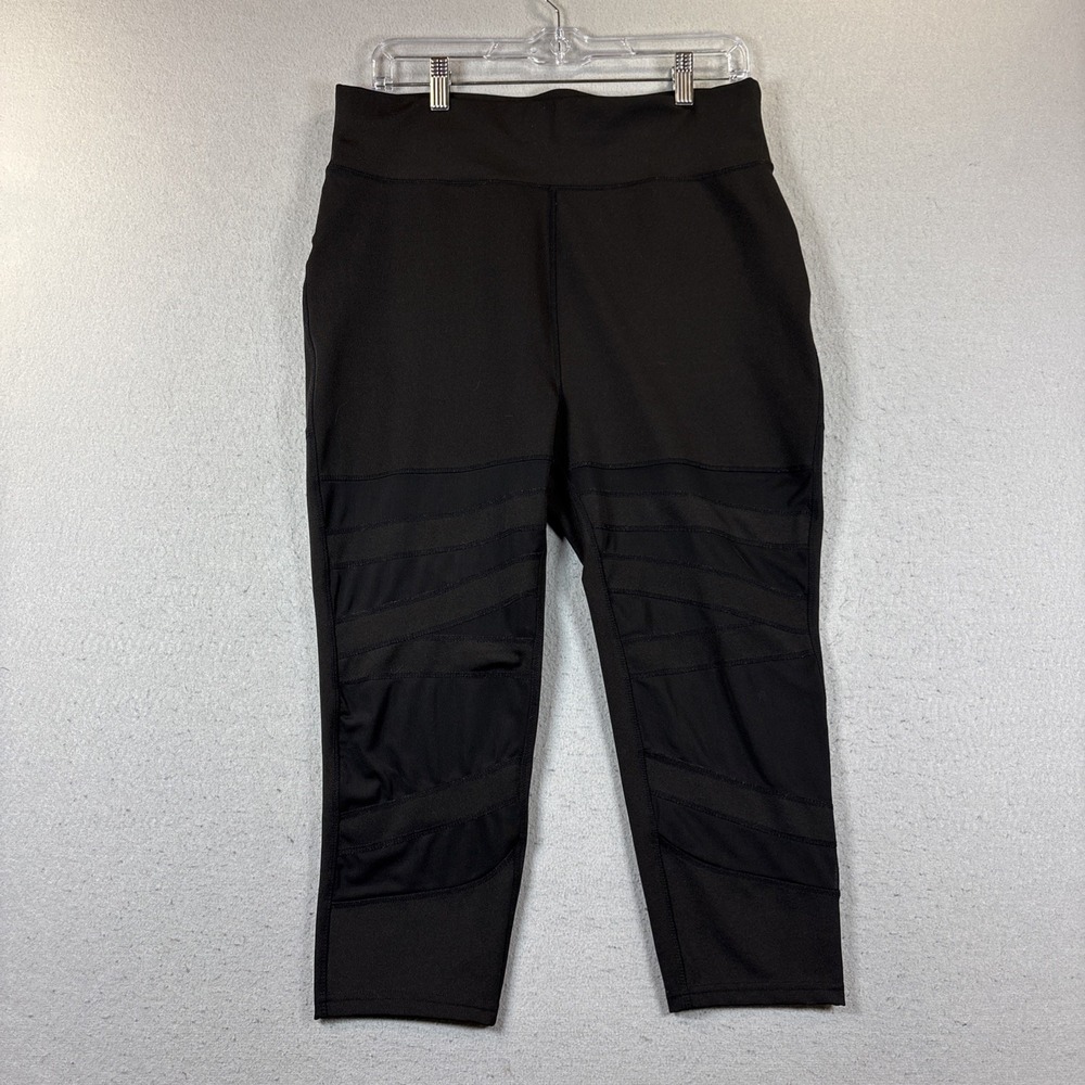 POP Fit Black Leggings‎ with Pockets and Design on Sides Size 2XL Yoga
